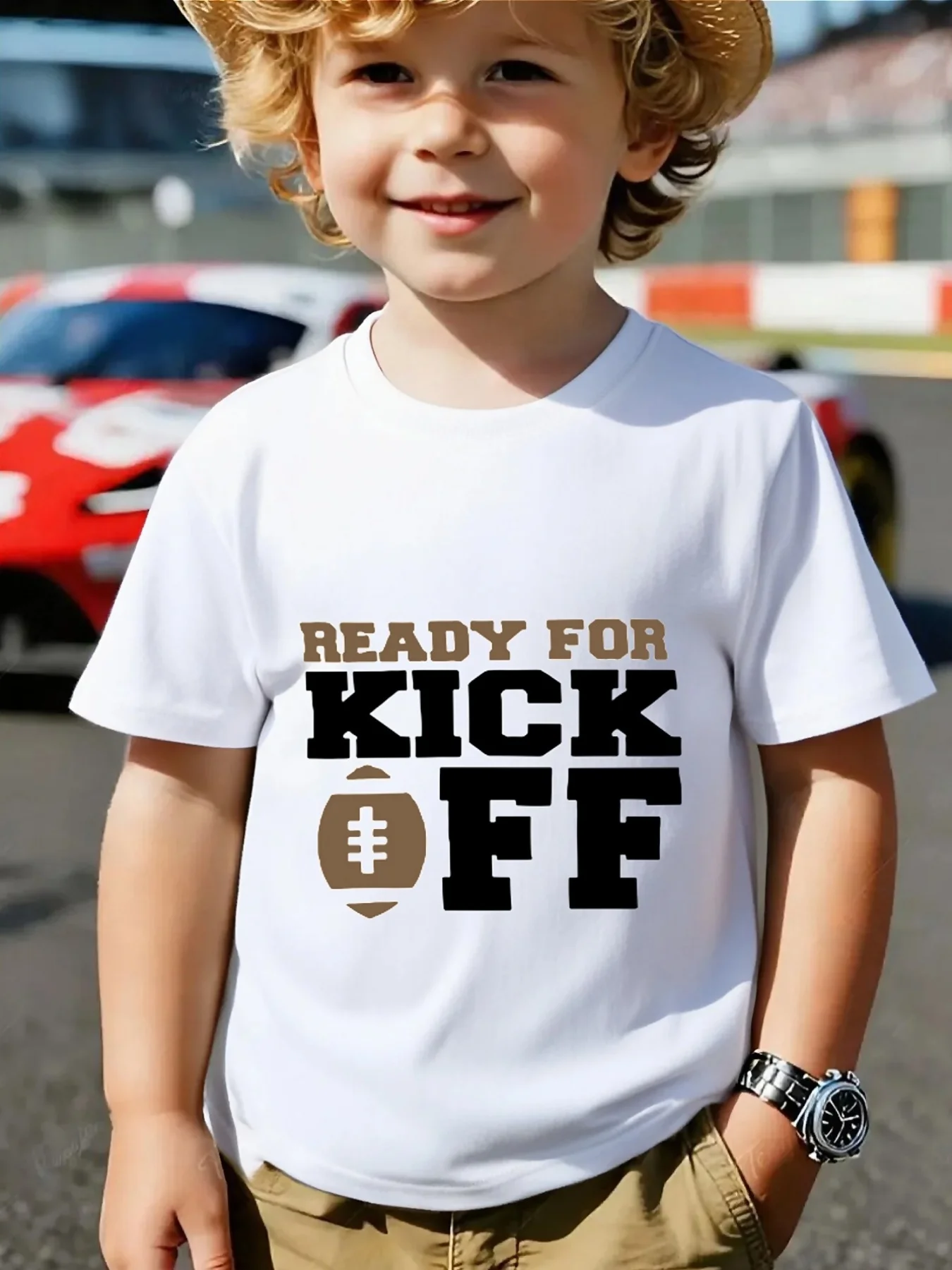 Ready For Kick Off Football Family Matching T Shirt Boys Girls Short Sleeve Summer Crew Neck Parent Child Sports Casual Tops