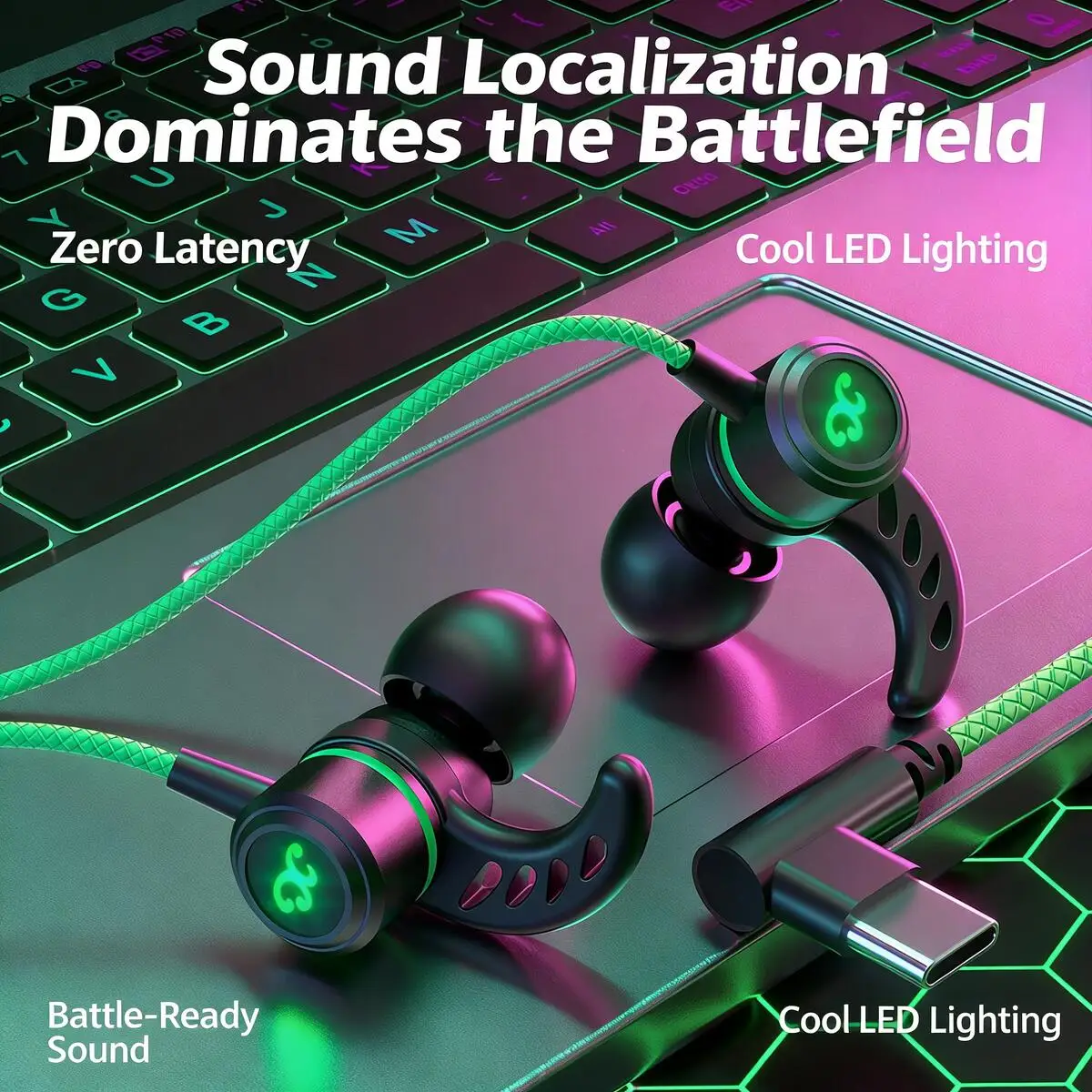 

New Zero-Latency Wired Gaming Headset Type-C/3.5mm Digital Interface Spatial Audio HiFi Stereo Bass Mic Earset for Esport Gamers