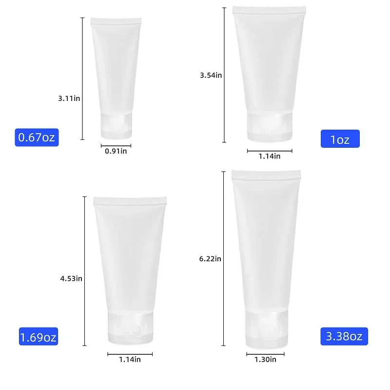 10pcs Empty Refillable Plastic Squeeze Tubes Translucent Cosmetic Containers Soft Plastic Tube Travel Bottle with Flip Cover