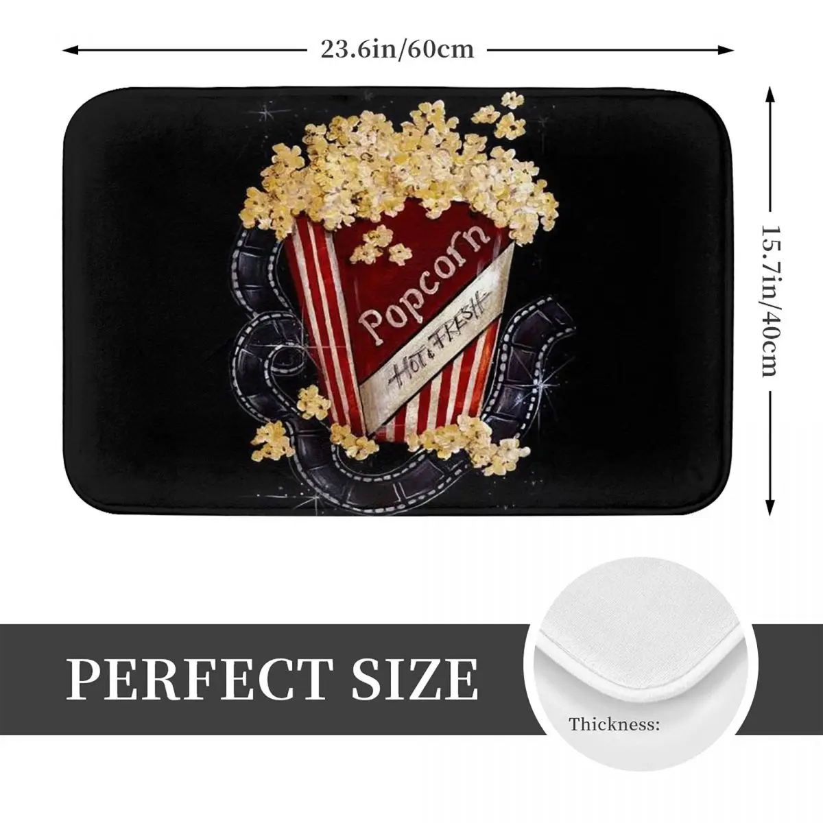 Retro Cinema Theatre Popcorn Doormat Dust-proo Carpet Rug Kitchen Entrance Home Floor Mat for Living room Footpad Mats