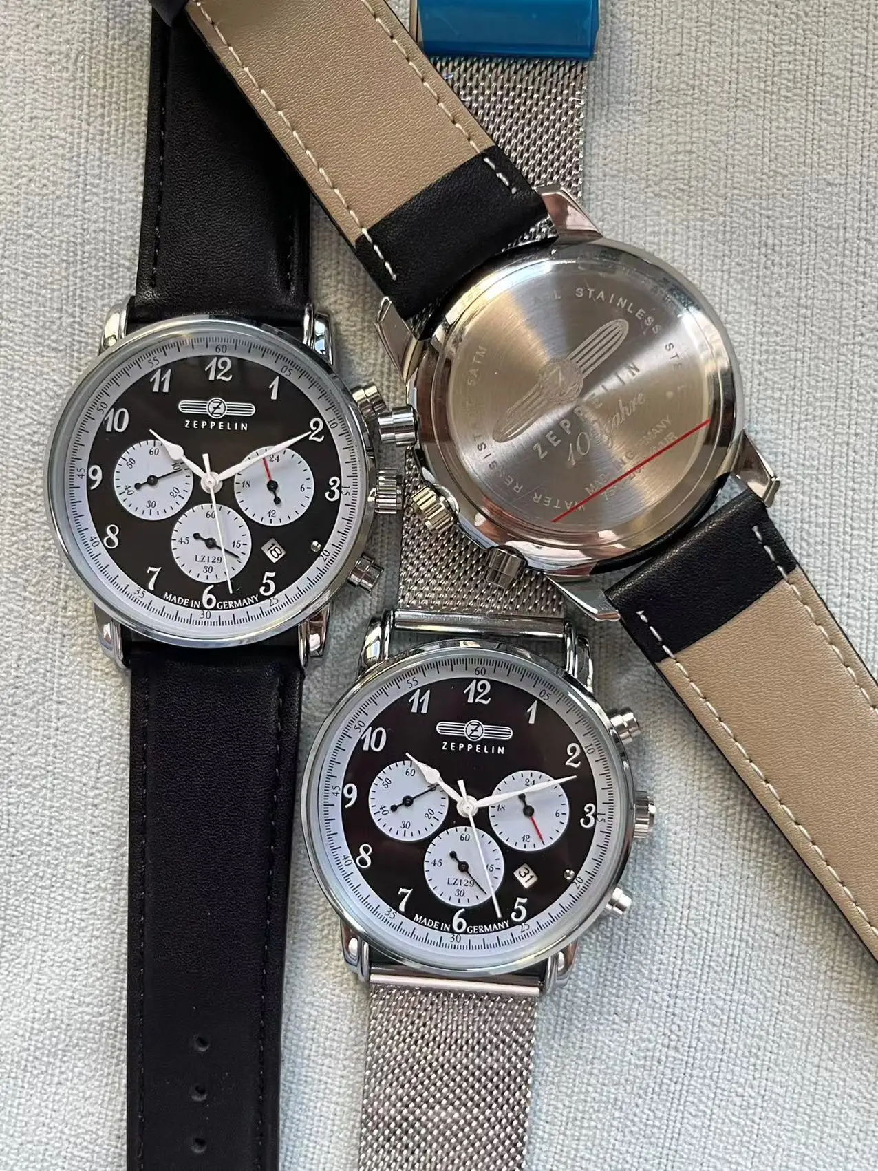 2026 New Zeppelin Three Eyes Running Second Men's Watch Classic Fashion Timing Watch Stainless Steel Leather Strap Quartz Watch view 6