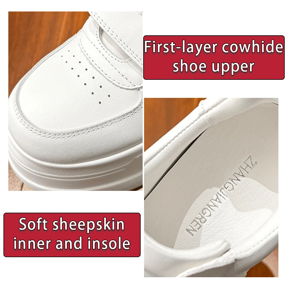 ZJR 8-13cm Women's Inner Lift Shoes Invisable Increasing Shoes Chunky Platform Sneakers Wedge Lift Shoes Quality Genuine Leather view 3