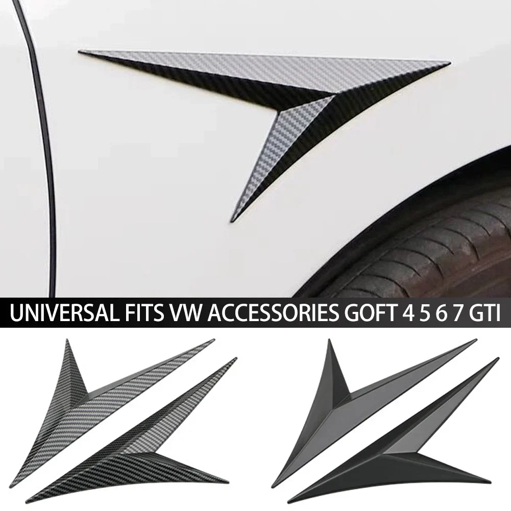 2PCS V Shape Universal Fits Car Side Fender Vent Sticker Car Body Decoration Auto Bonnet Air Intake Flow Hood Scoop Cover