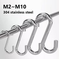 304 Stainless Steel S-Shape Hook M2 M3 M4 M5 M6 M8 M10 for Storage Rack Hanger Holder Organizer Home Kitchen Household Bathroom