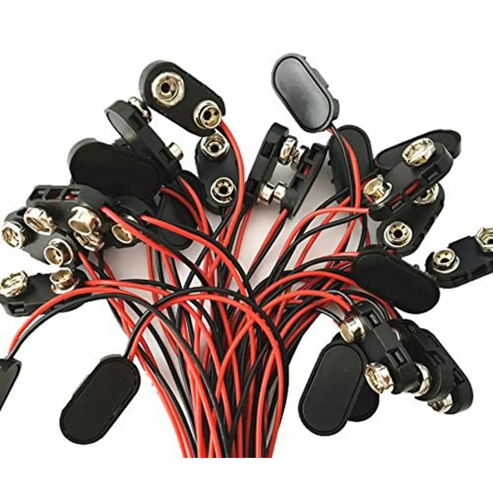 AB42-100 Pieces Of 9V Battery Connector Button DC Clamp Male Wire Battery Adapter Terminal Type I 150Mm