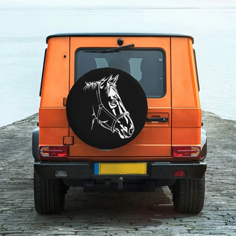 Custom Silhouette Of Horse Head Spare Wheel Tire Cover for Toyota Land Cruiser Jeep SUV 4x4 Vehicle Accessories 14\