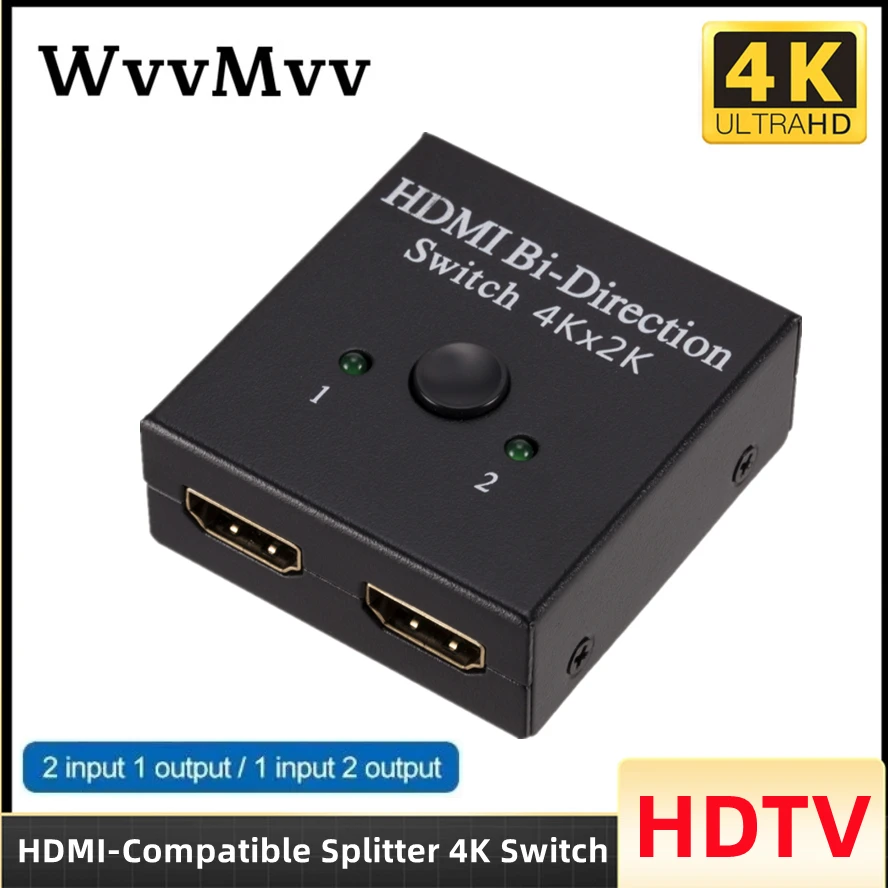 

HDMI-Compatible Splitter 4K Switch KVM Bi-Direction 1x2/2x1 HDMI-compatible Switch 2 In1 Out for HDTV Box PS4/3 Switcher Adapter