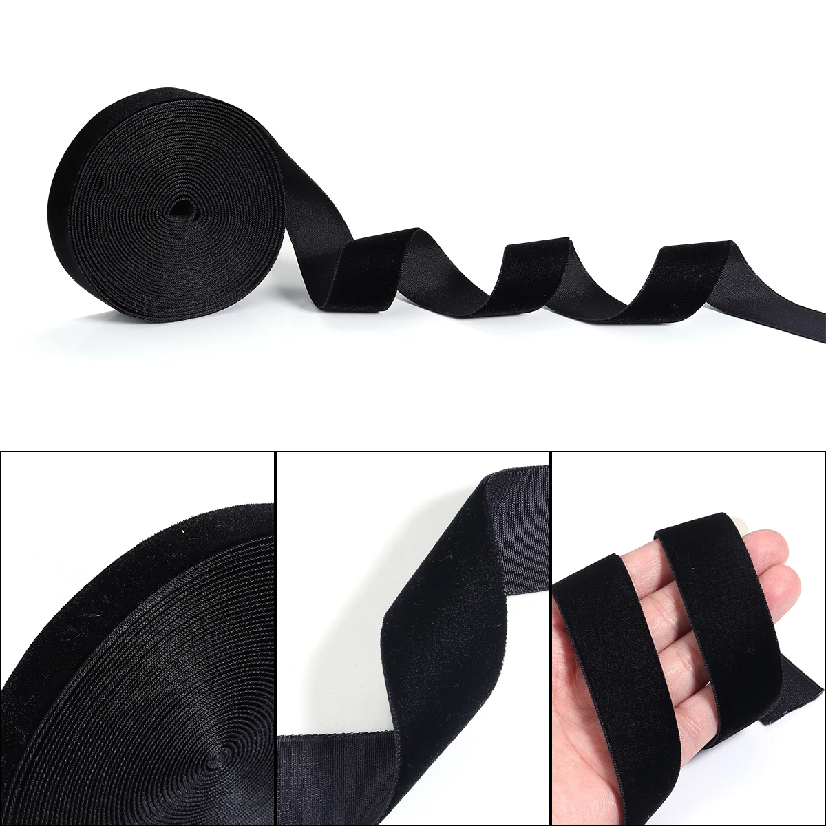 5-10yards 6/10/15/20/25/32/38mm Velvet Ribbons Black Wine Red Color Webbing For DIY Christmas Gifts Bouquet Wrapping Decoration image 3