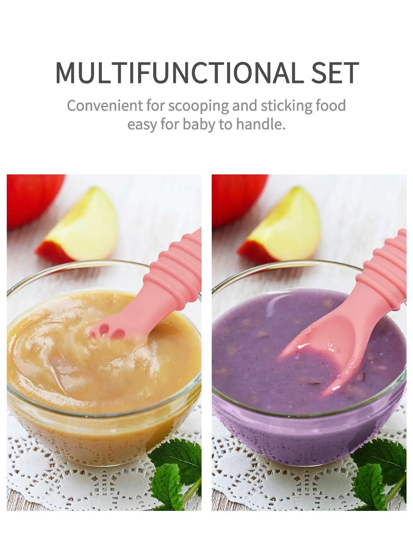 2 pezzi cucchiaio appiccicoso in silicone per bambini apprendimento cucchiaio di colore solido autoalimentato cucchiaio di alimentazione in silicone morbido sicuro con foro porridge di riso