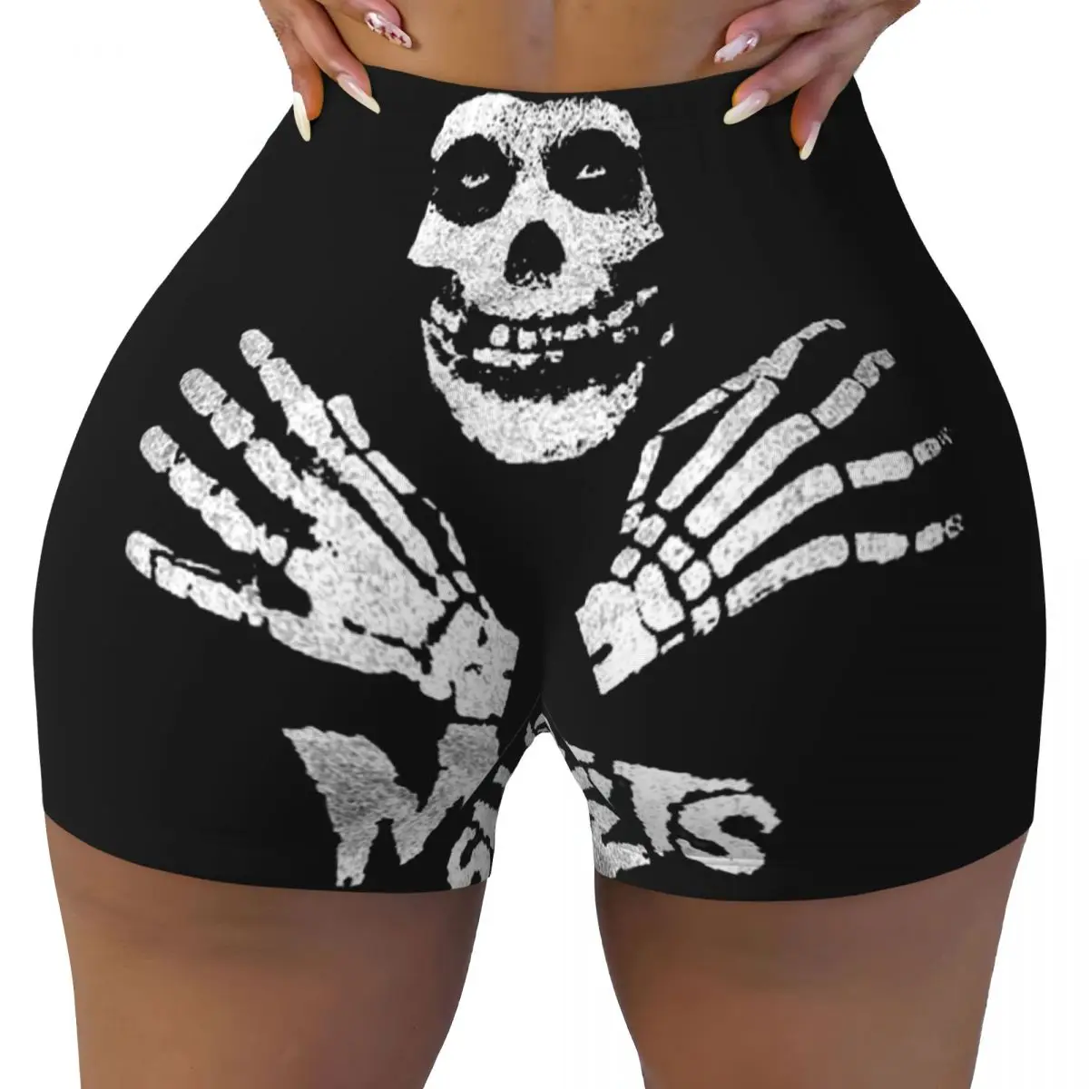Custom Horror Punk Rock Band Misfits Volleyball Biker Gym Shorts for Women Athletic Workout Yoga Shorts