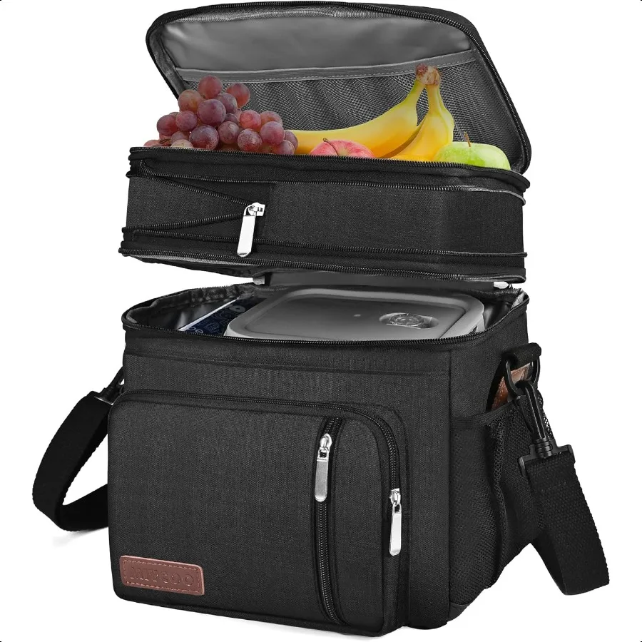 

MlYCOO Lunch Bag Lunch Box for Men Women Double Deck Leakproof insulated Soft Large Adult Lunch Cooler Bag for Work Beach Picni