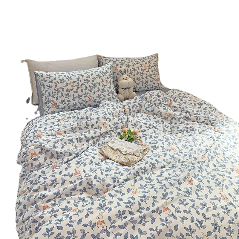 

Field Small Fresh Cotton Four-Piece Set Pure Cotton Broken Flower Pastoral Style Bedding Set