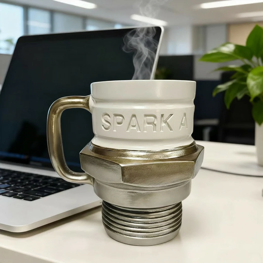 

Spark Plug Mug Creative Sparkplug Coffee Mug Novelty Auto-Themed Drinkware for Car Enthusiasts Collectors Mechanics