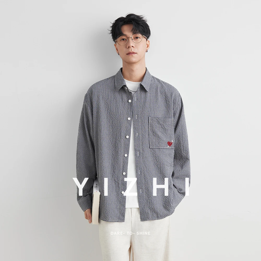 

Fashion Men's Embroidered Long Sleeve Shirt 2025 Autumn New Lapel Loose All-match Couple Shirt Tops Jacket Men's Clothing