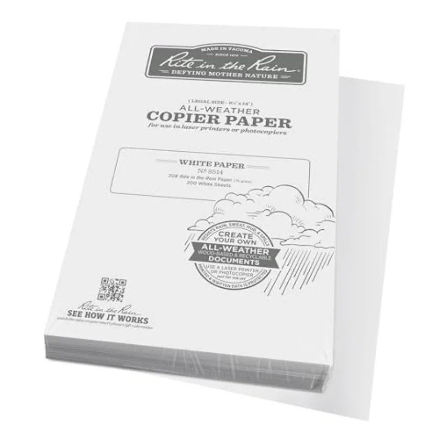 

Weatherproof Copier Paper 8.5" x 14" 20# White 200 Sheet Pack No. 8514