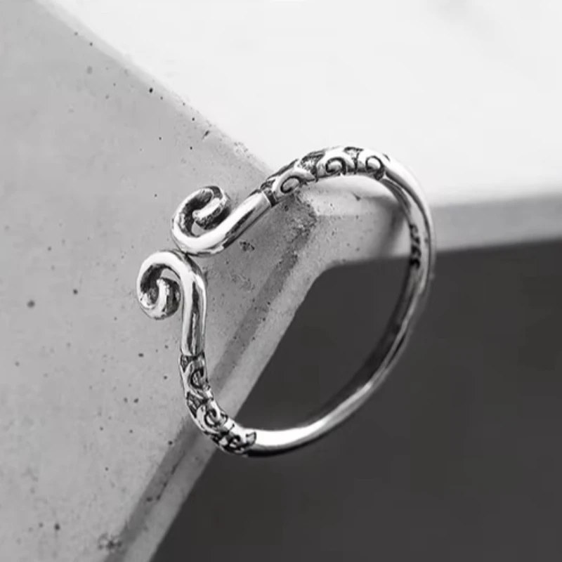 Retro Style 925 Sterling Silver hoops Open Rings For Women Vintage Jewelry Accessories  hoop curse Ring