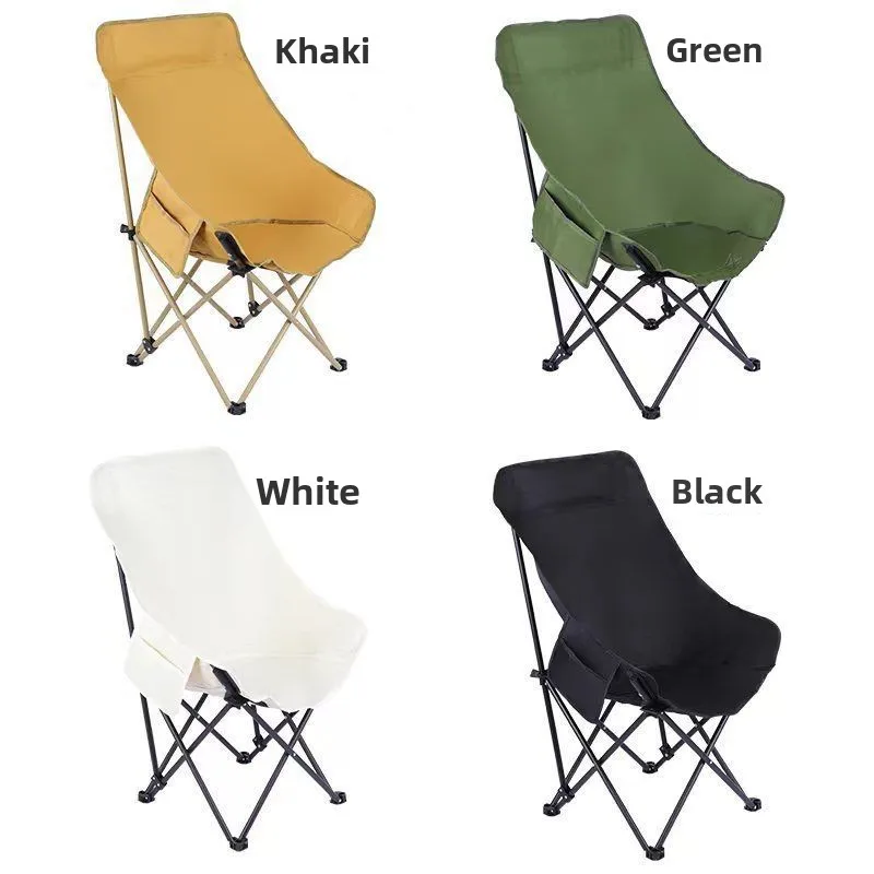 

European Style High Back Moon Chair Recliner Modern Outdoor Portable Camping Picnic Fishing Garden Chair Foldable Durable (Iron)