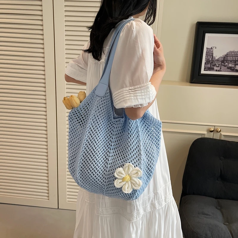 Beach Vaion Sle Hollow Woven Tote Bag Large Capaci Travel Relaxing Me ket Basket Beachside Summer 2025 Trend