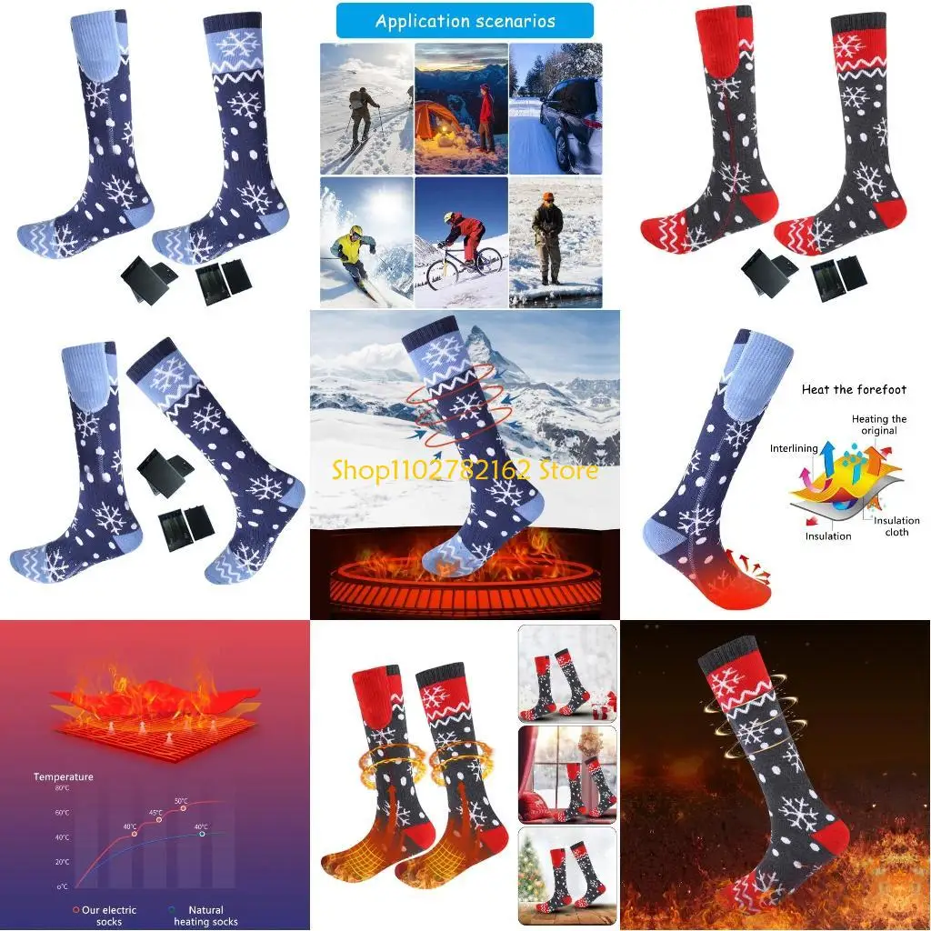 

547B Winter Cycling Socks Battery Operated Electric Heated Socks Unisex Boot Feet Warmer Ski Outdoor Equipment
