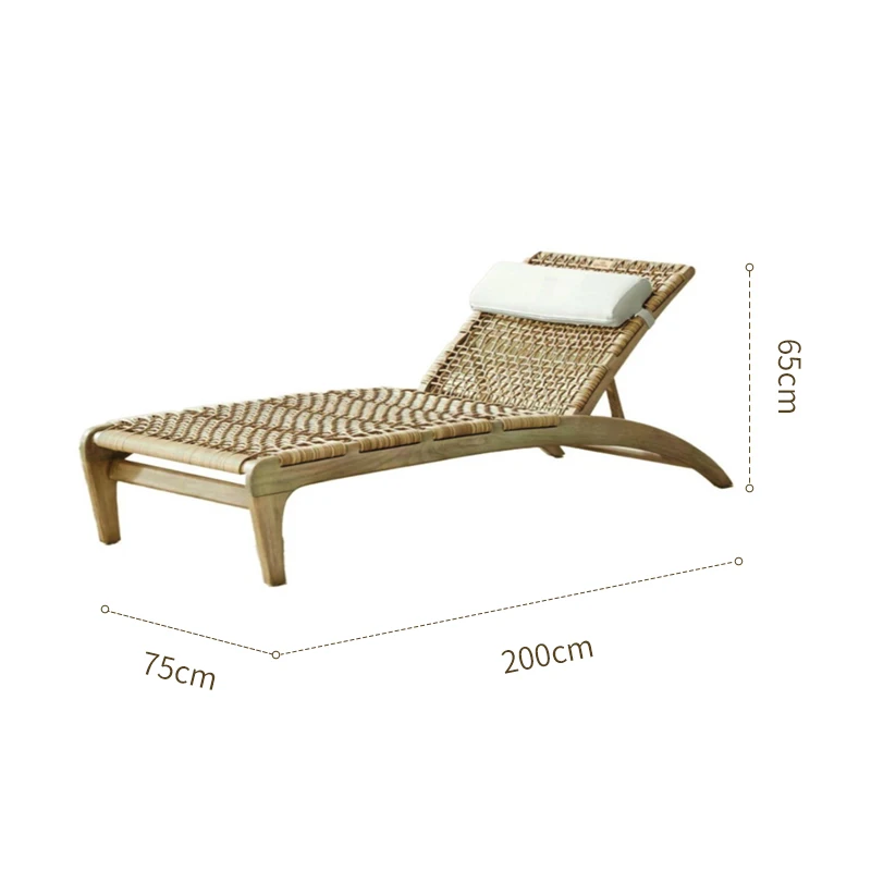 

Wholesale Modern Portable Outdoor Beach Swimming Pool Sun Lounge Chair with Teak & PE Rattan Waterproof Durable