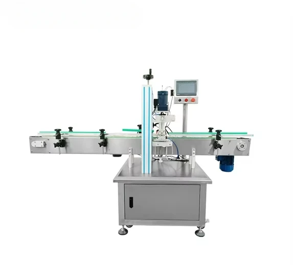 Automatic Bottle Cap Table Top Screw Magnetic Vial Closing Water Cans Bottling Desk Drums Elevator Aluminum Capping Machine