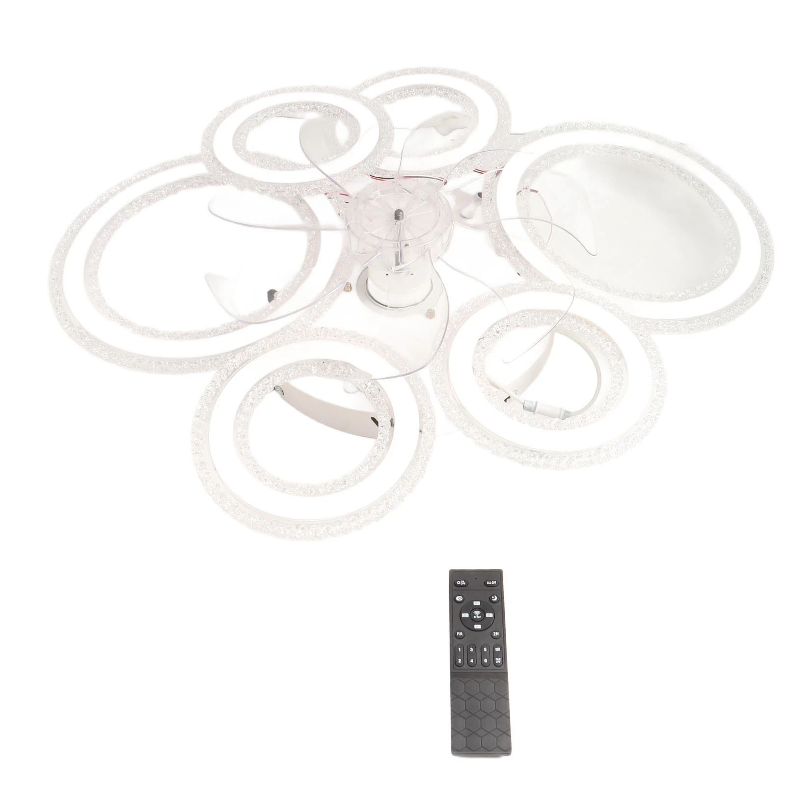

Ceiling Fan Light LED Nordic Modern Ceiling Fan Lamp 6 Rings Ceiling Fan Light for Bedroom Living Room Dining Room White