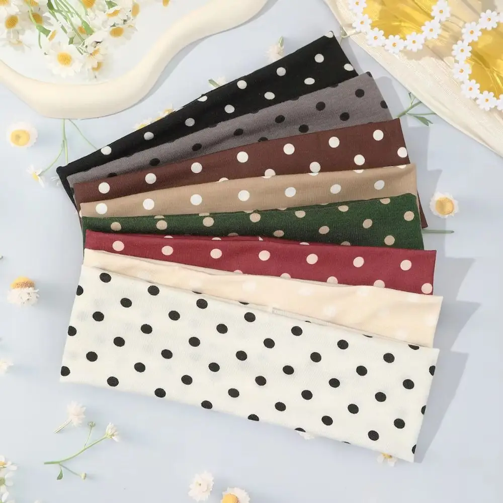 New Fashion Polka Dot Yoga Headband Elastic Sweat-absorbent Makeup Headband Durable Women's Hairband Hair Accessories