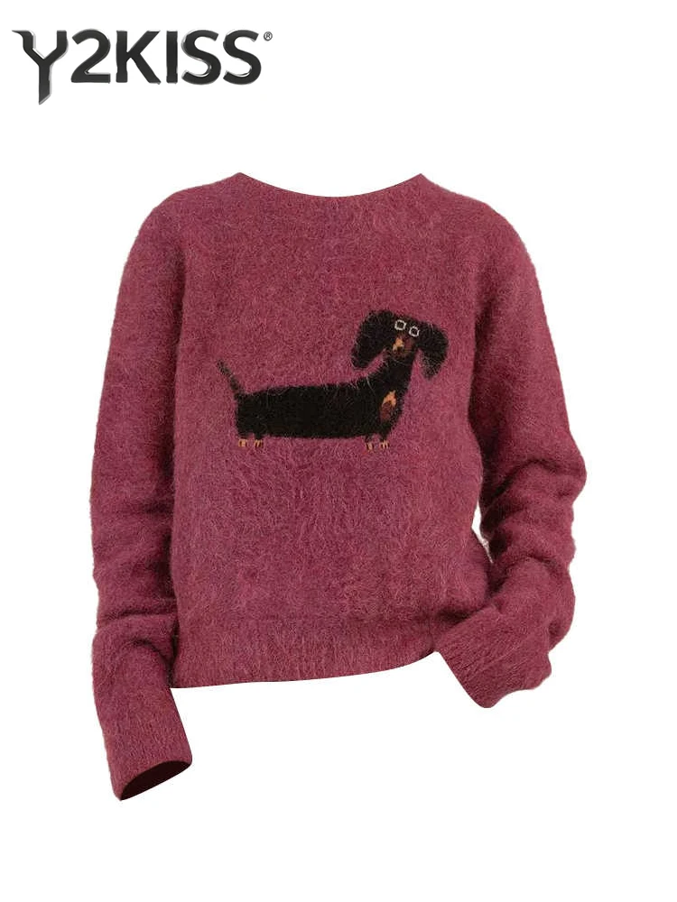 

Осень-зима, женские пуловеры, корейская мода, милый обнимающий свитер с длинными рукавами и круглым вырезом, трикотаж, толстые трикотажные изделия, уютный джемпер