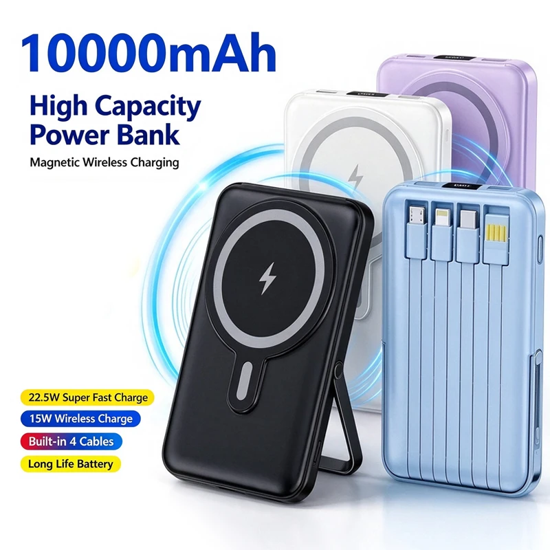 Power Bank For Xiaomi Magnetic Wireless Power Banks Super Fast Charging Battery 10000mAh High Capacity For Samsung Phone