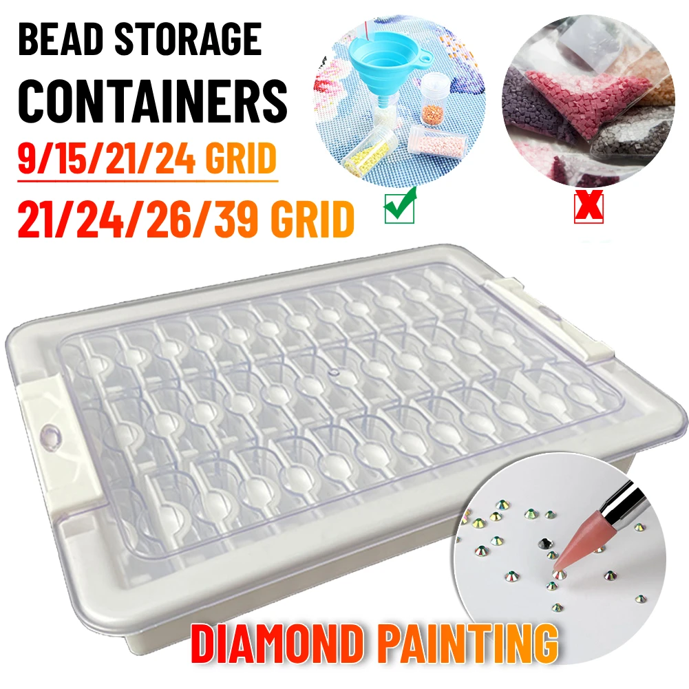 9/15/21/24/26/39 Grids Clear Diamond Painting Accessories Box Small Clear Embroidery Box for Bead Storage Diamonds DIY Art Craft