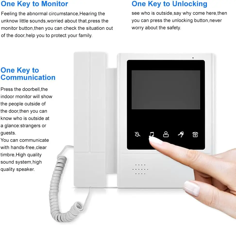 4.3 بوصة فيديو إنترفون 2 وحدات نظام جرس الباب مقبض تصميم شاشة فيديو باب الهاتف لأمن الشقق المتعددة