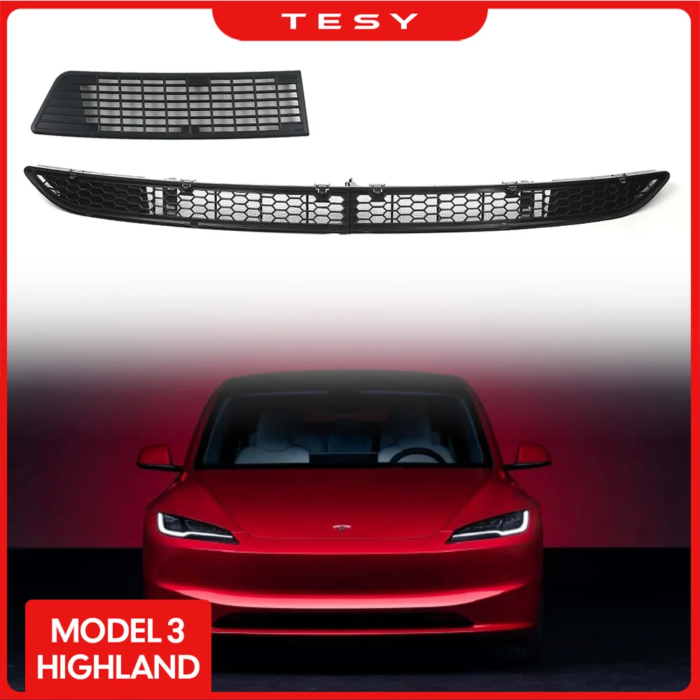 For Tesla Model 3 Highland 2024 Lower Bumper Anti Insect Net Anti Dust Proof Inner Vent Grille Cover Insect-proof Front Cover