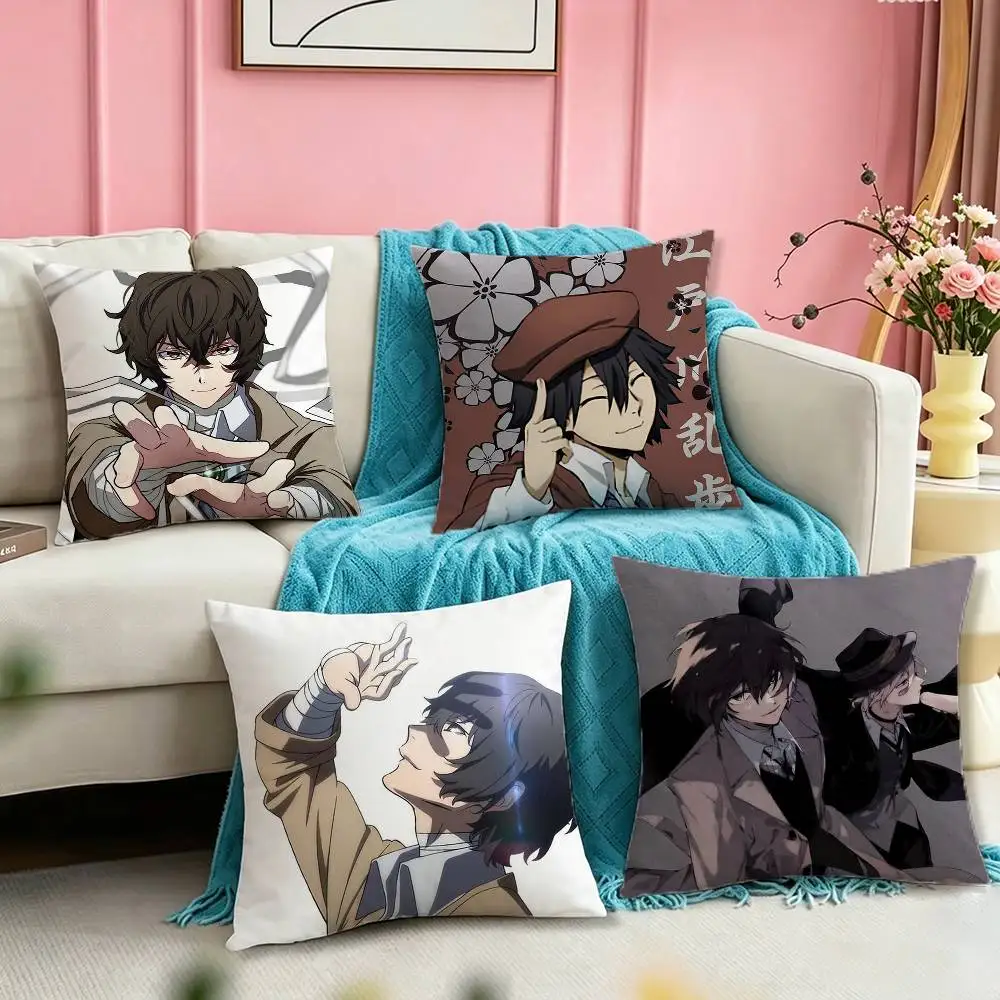 B-Bungo Stray Dogs D-Dazai Osamu  Pillow Case Square Double-Sided Sofa Cushion Cover Bedroom Bedside Pillow