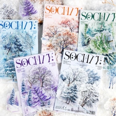 Mr. Paper, 16pcs/bag，Winter Tree themed Sticker Pack, Scrapbook Notebook Phone Case Diary Creative Collage Decorative Stickers