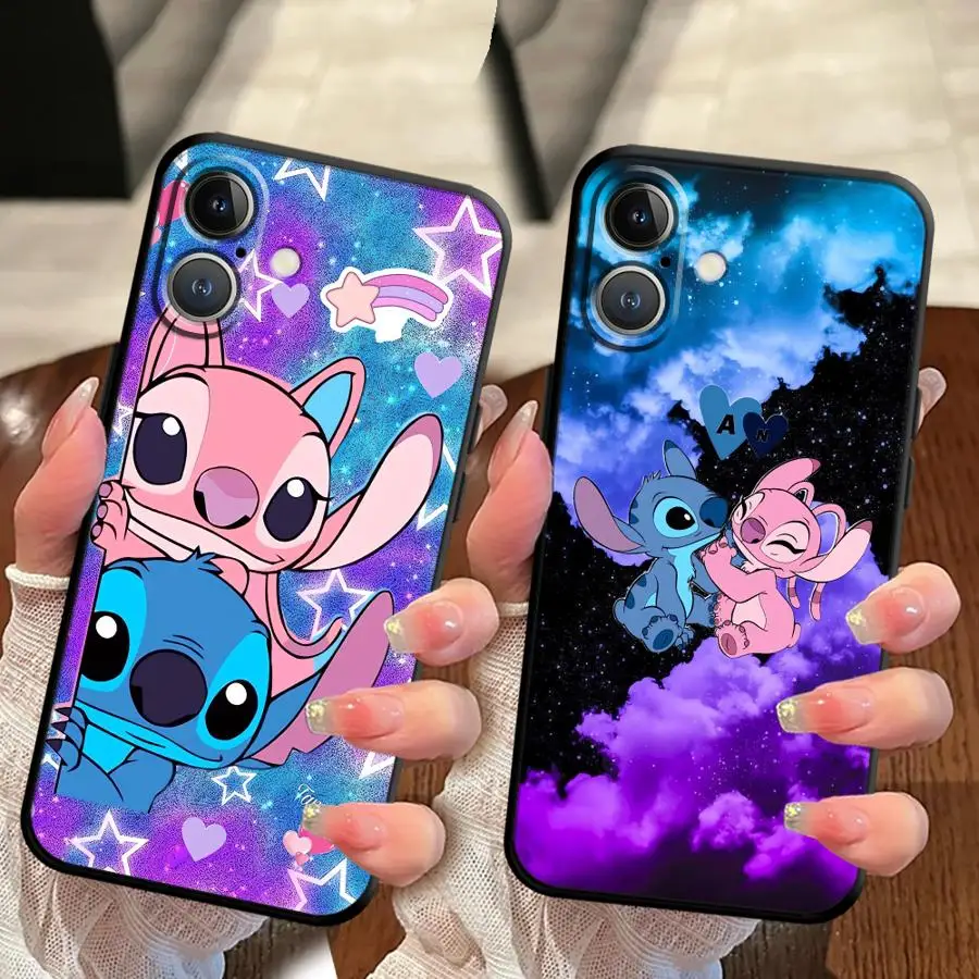Case for iPhone 17 16 Pro Max 17Air SE X XS XR 14 15 Plus 13 Mini 12 7 8 11 Soft Back Phone Cover Disney Stitch Friends