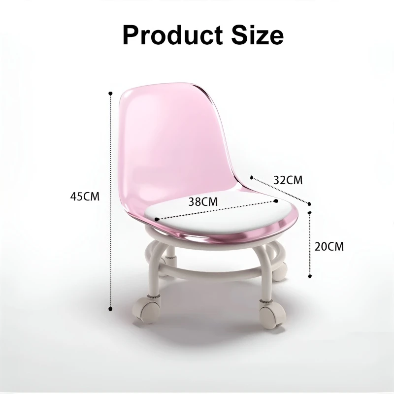 Household Transparent Acrylic Small Stool with Universal Wheel Toddler Stool Lazy Backrest Roller Skating Stool image 6