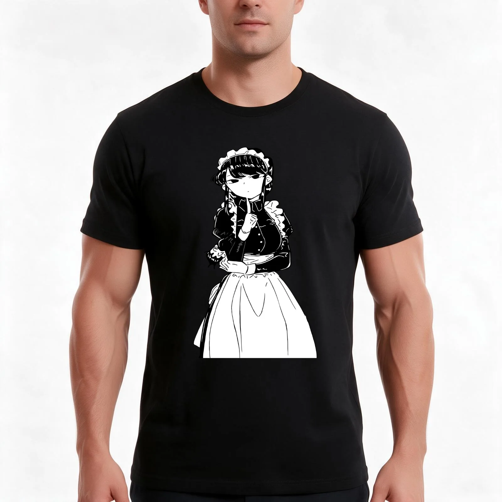 Maid Komi, Cant Communicate T-Shirt, Summer Casual Cotton Tee, Oversized Streetwear Tops, Vintage Graphic Print, 100% Cotton