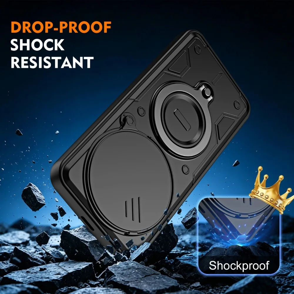Shockproof Hybrid Dual Layer Magnetic Metal Ring Stand Case For Honor 600 Pro X8B X8C X9D X9C Rotate Camera Lens Protetion Cover - view 2