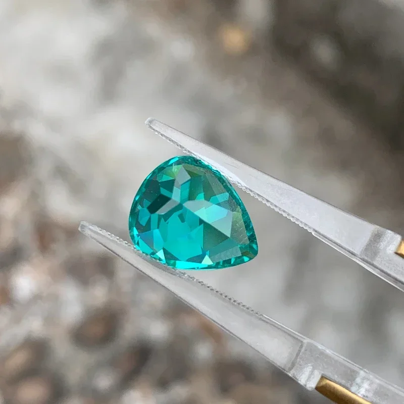 Saphir Paraiba de laboratoire taille poire, clarté VVS, pierre précieuse en vrac, certificat AGL, pour la fabrication de bijoux DIY (bague, collier, boucles d'oreilles)