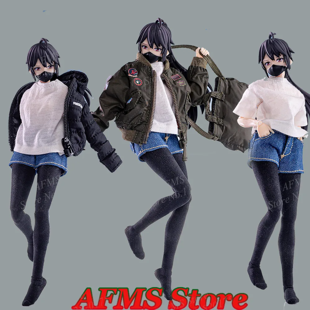 

HASUKI 1/12 Scale Collectible Figure Air Force Jacket T-Shirt Down Jacket Denim Anime Mobile Suit Girl Clothes Fit 6" Body Dolls