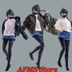 HASUKI 1/12 Scale Collectible Figure Air Force Jacket T-Shirt Down Jacket Denim Anime Mobile Suit Girl Clothes Fit 6