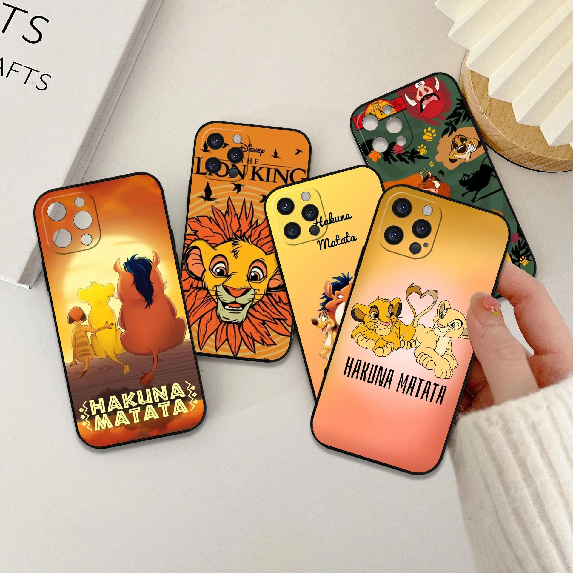 

Disney The Lion King Simba Phone Case For iPhone 16 15 14 13 12 11 Pro Max Plus Mini Funda For iPhone 15 16 ProMax Black Cover