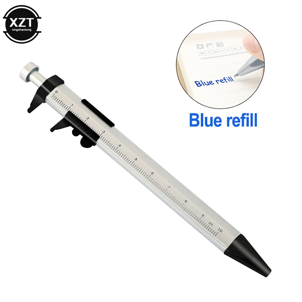 1PCS 0-100mm Multifunction Gel Ink Pen Vernier Caliper Roller Ball Pen Stationery Ball-Point Blue Refill Vernier Caliper Tools