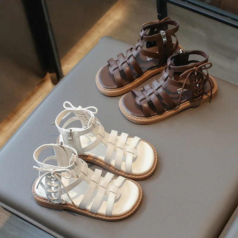 

Roman Sandals for Girls 2024 Summer New High Top Shoes for Children Princess Sandals for Children