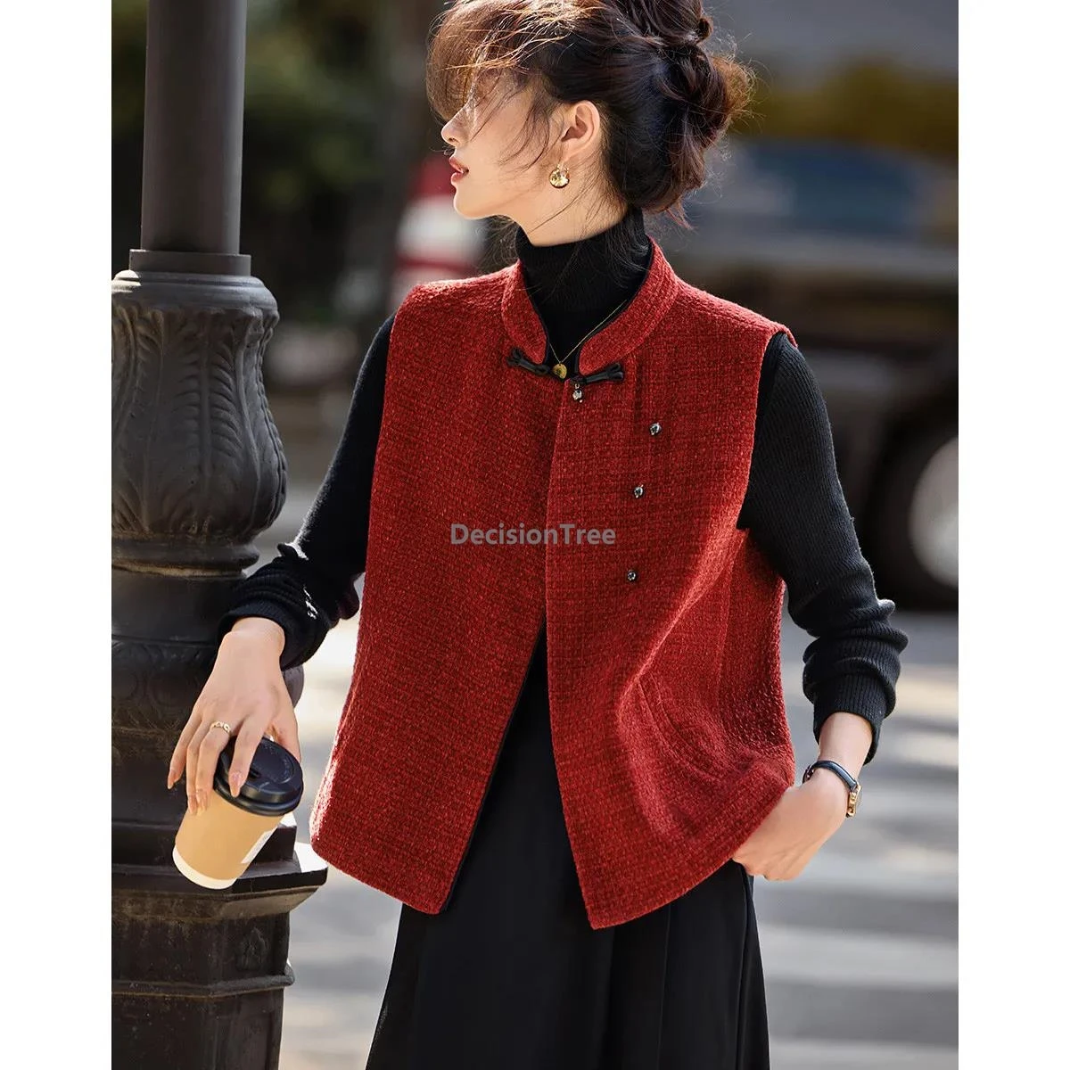 

2025 fashionable vintage chinese vest modern popular versatile sleeveless singlet elegant women daily temperament waistcoat