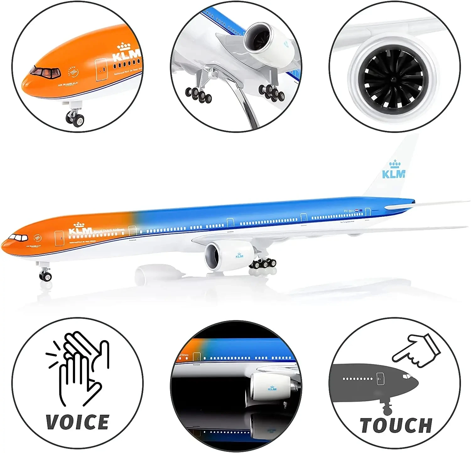 1:157 Scale Diecast Airplanes 777 Holland KLM B777 Resin Plane Models with LED Light Collectible for Aviation Enthusiast Gift