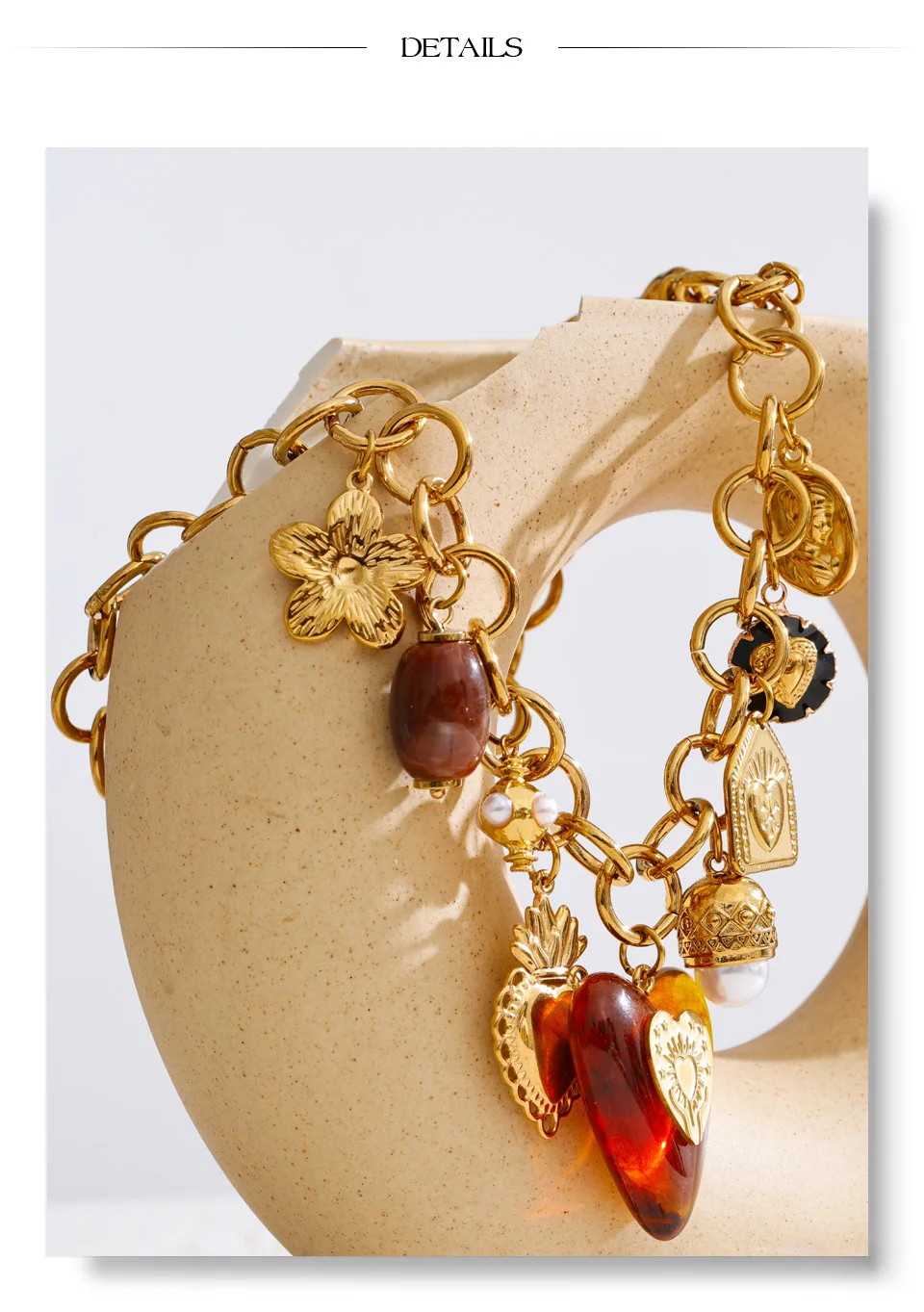 Yhpup Charms Anhänger Halskette Edelstahl Acryl Herz Blume Erdbeere Tropfen Statement Halskette Wasserdicht Kragen Schmuck – Detail 17