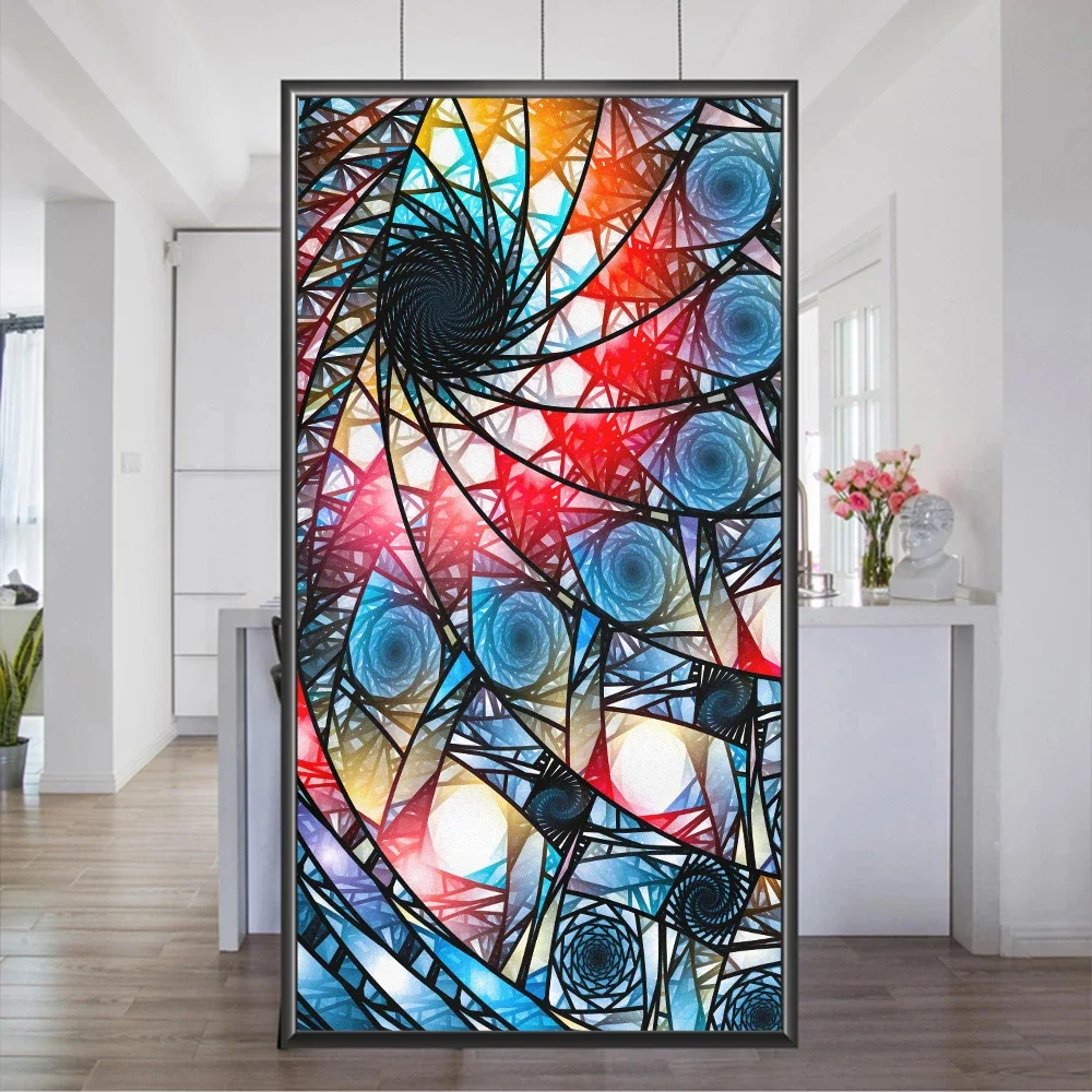 

Color Abstract Pattern Window Privacy Film Sun Blocking Anti-UV Frosted Window Sticker No Glue Static Clings Glass Door Film