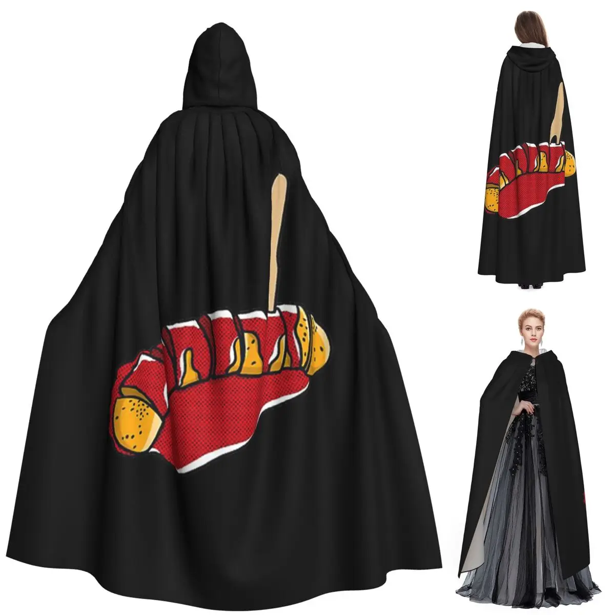 

Currywurst чистый длинный плащ с капюшоном ведьма средневековый костюм накидка для косплея Хэллоуин пальто для взрослых унисекс