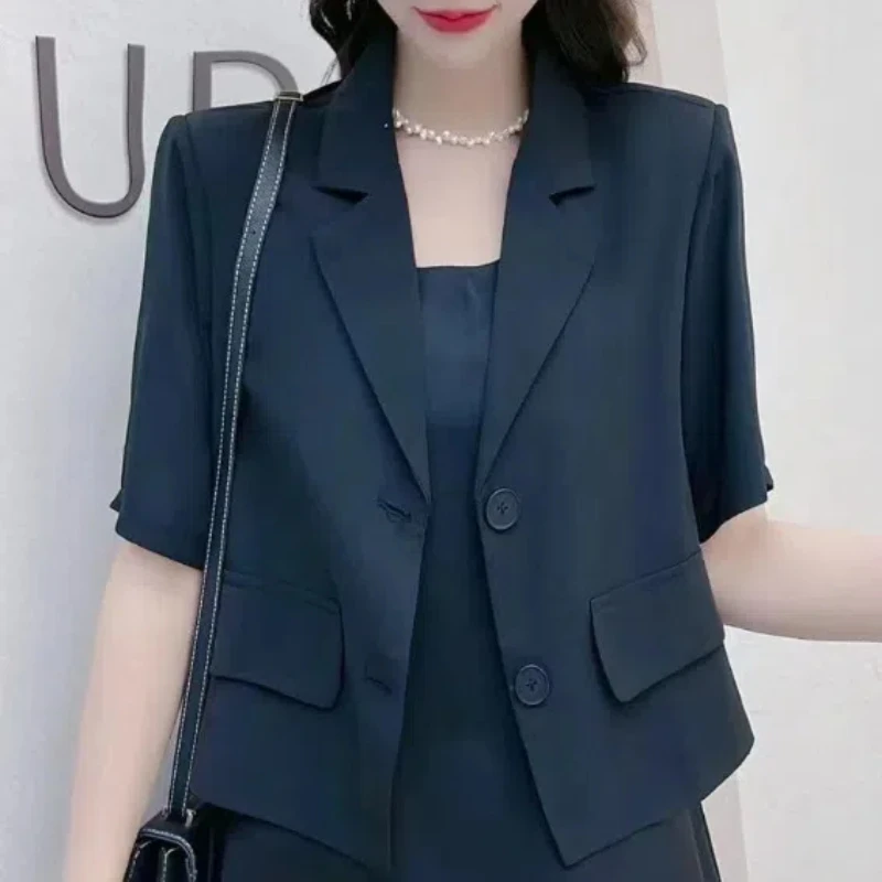 2024 Summer Women\'s Leisure Fashion Elegant Commuting Loose temperament Design Sense Small Chiffon Short Style Small Suit Coat